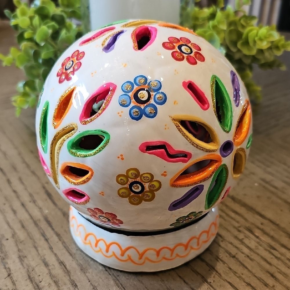 Ceramic Tealight Lantern Made In Mexico